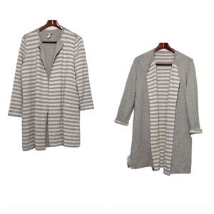 Eileen Fisher Cotton Cashmere Stripe Reversible Cardigan Sweater